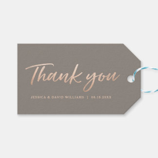 Elegant Script Faux Folie Dank u Cadeaulabel