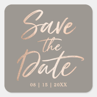 Elegant Script Faux Folie De datum opslaan Vierkante Sticker