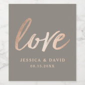 Elegant Script Faux Folie Liefde Wijn Etiket (Enkel label)