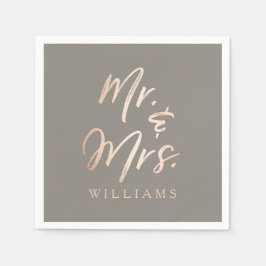 Elegant Script Faux Folie Mr & Mrs Servetten