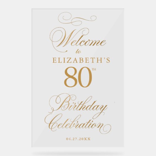 Élégant Script Faux Gold Anniversaire Bienvenue (Recto)