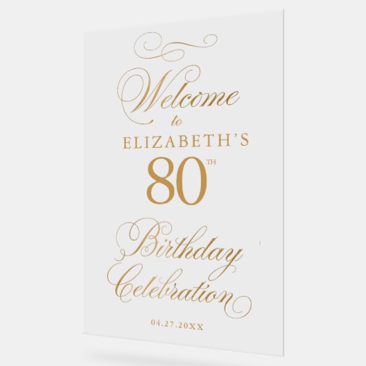 Élégant Script Faux Gold Anniversaire Bienvenue (Angle)