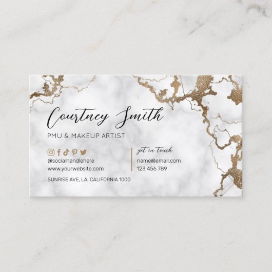Elegant script Faux Gold Marble Modern Unieke Unie Visitekaartje (Voorkant)
