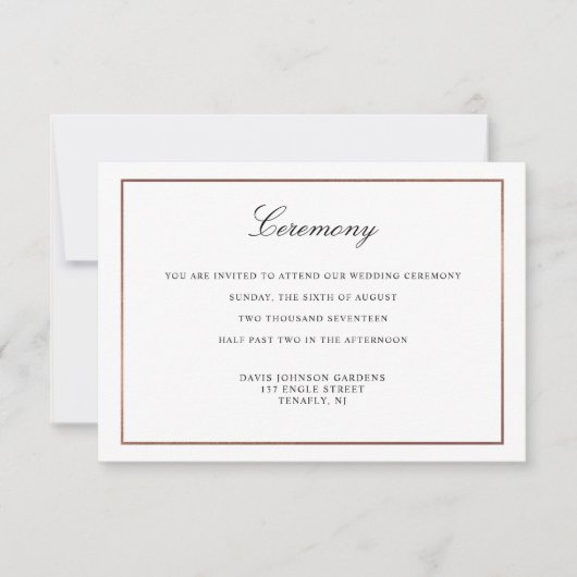 Elegant Script Faux Roos Gold and Border Enclosure Kaart (Voorkant)