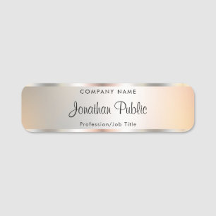 Elegant Script Faux Silver Sjabloon Handgeschreven Naamplaatje