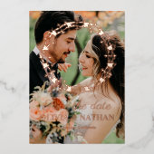 Élégant script feuille or enregistrer la carte dat (Recto)