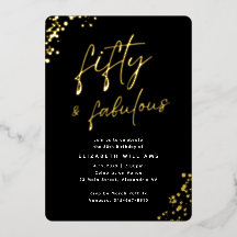 Elegant Script Fifty en Fabulous Birthday Gold