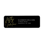 Elegant Script Fifty en Fabulous verjaardagslabel Etiket (Voorkant)