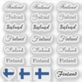 Elegant script Finland & Finse vlag / naam Set Sticker (Voorkant)