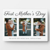 Elegant Script First Moederdag Photo Collage Fotoplaat (voorkant)