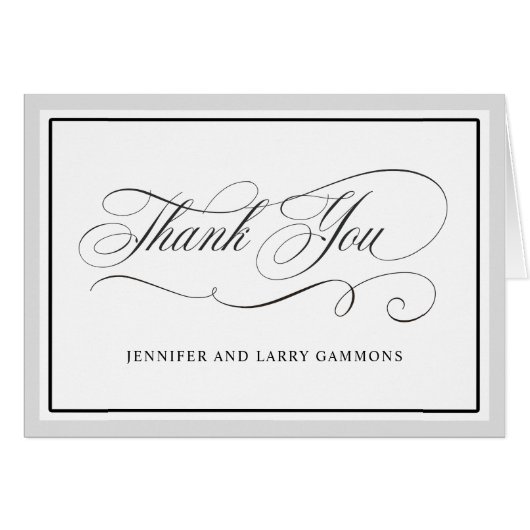 Élégant Script fleurit Mariage Merci (Devant Horizontal)
