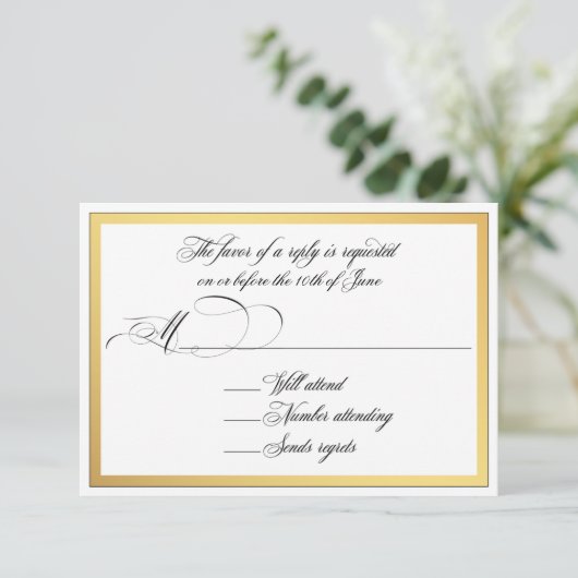 Élégant Script fleurit Mariage RSVP (Debout devant)