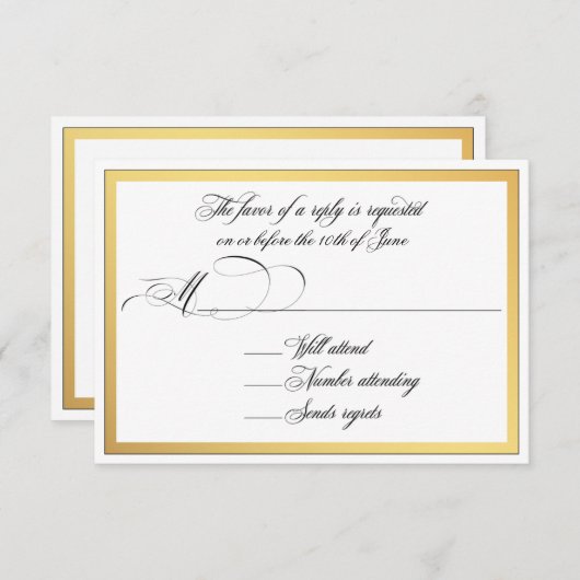 Élégant Script fleurit Mariage RSVP (Devant / Derrière)