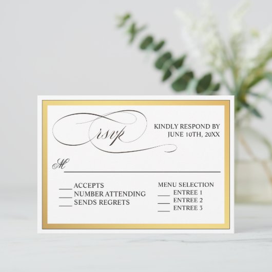 Élégant Script fleurit Mariage RSVP (Debout devant)