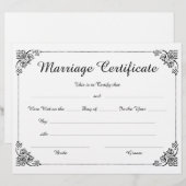 Elegant Script Floral Border Huwelijkscertificaat (Voorkant / Achterkant)