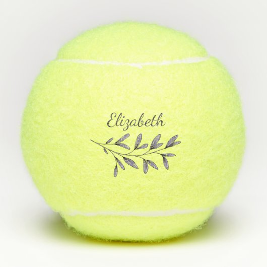 Elegant Script Floral Monogramenaam Tennisballen (Voorkant)