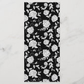 Élégant Script Floral noir blanc menu Mariage (Dos)