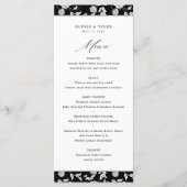 Élégant Script Floral noir blanc menu Mariage (Devant)