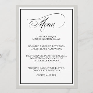 Élégant Script Flouris Menu Mariage