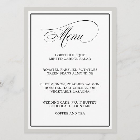 Élégant Script Flouris Menu Mariage (Devant)
