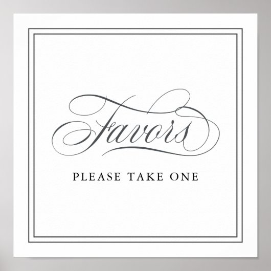 Elegant Script Flourish Wedding Favors Sign Poster (Voorkant)