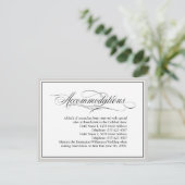 Elegant Script Flourishes Wedding Accommodations Briefkaart (Staand voorkant)