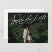 Elegant Script Flourishing Photo Sla de datum op Aankondigingskaart (Voorkant / Achterkant)