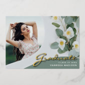 Elegant Script Flowers | Moderne Kaart Foto Afstud (Voorkant)