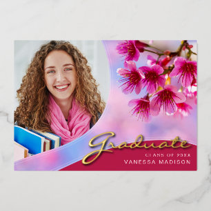 Elegant Script Flowers Moderne Kaart Foto Afstud