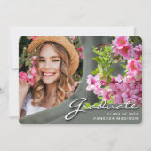 Elegant Script Flowers Sage | Modern Photo Afstude Aankondiging (Voorkant)