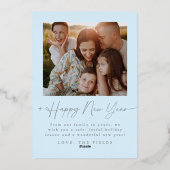 Élégant Script Foil Arch Photo Family Carte de vac (Verso)