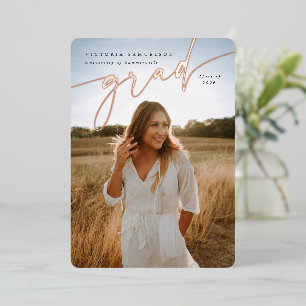 Élégant Script Foil Graduation Faire-part photo