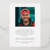 Élégant Script Foil Graduation Faire-part photo (Verso)