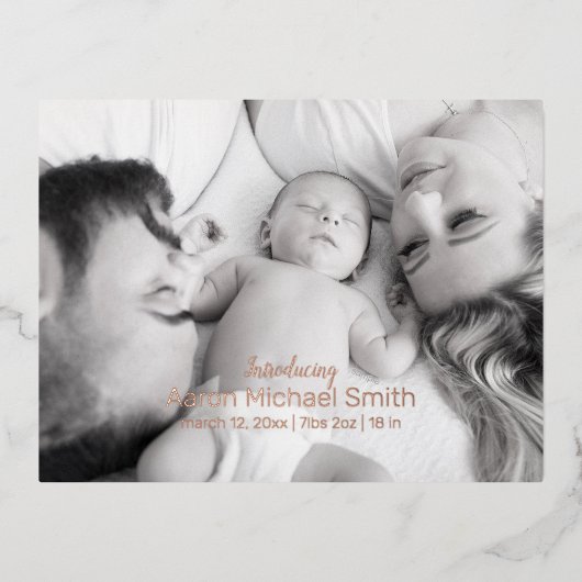 Élégant script Foil noir & blanc carte postale de  (Recto)