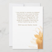 Elegant Script Foliage Fotoverjaardag Bedankkaart (Achterkant)