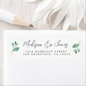 Elegant Script Foliage Wedding Return Address Etiket (Insitu)