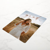 Elegant Script Folie Afstuderen Fotoaankondiging Uitnodiging (Gedraaid)