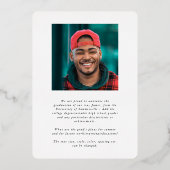 Elegant Script Folie Afstuderen Fotoaankondiging Uitnodiging (Achterkant)