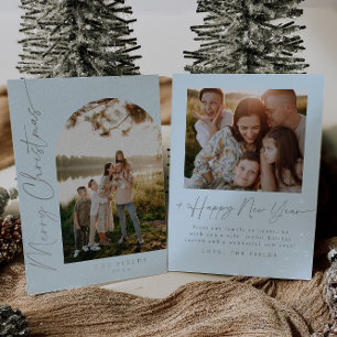 Elegant Script Folie Arch Photo Family Holiday Kaa Feestdagenkaart