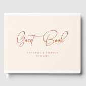 Elegant, Script Font, Beige Bruiloft Gastenboek (Voorkant)