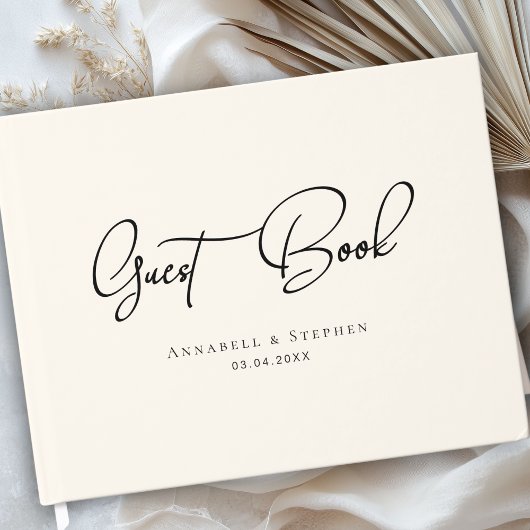 Elegant, Script Font Beige Wedding Gastenboek