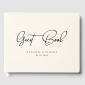 Elegant, Script Font Beige Wedding Gastenboek (Voorkant)