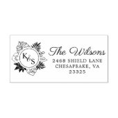 Elegant Script Font Tropical Wreath Monogram Zelfinktende Stempel (Design)