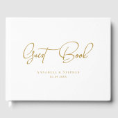 Elegant Script Font White Wedding Gastenboek (Voorkant)