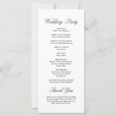 Élégant Script Formal White Wedding Programme (Dos)