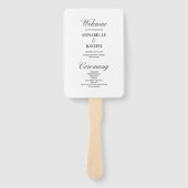 Elegant Script Formeel Wit Huwelijksprogramma Handwaaier (Voorkant)