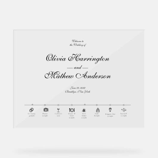 Elégant script formel Mariage Timeline Welcome (Recto)
