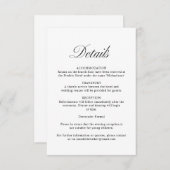 Elegant Script Formele Witte Bruiloft Details Informatiekaartje (Voorkant / Achterkant)