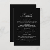 Elegant Script Formele Zwarte Bruiloft Details Informatiekaartje (Voorkant / Achterkant)