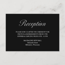 Elegant Script Formele Zwarte Bruiloft Receptie Informatiekaartje